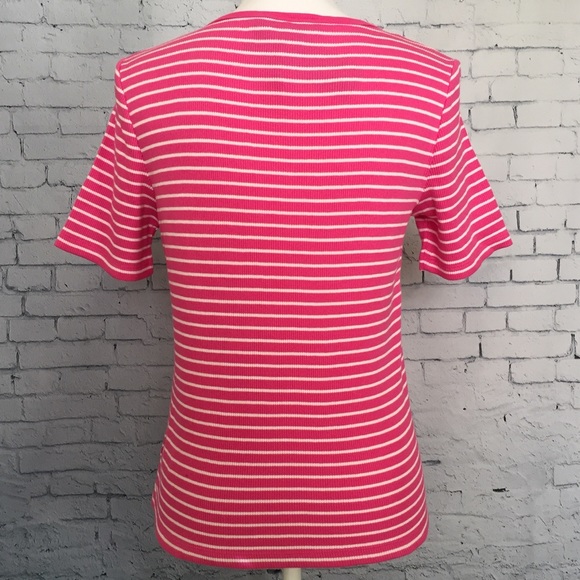 Ralph Lauren Ribbed Striped Pink Top Size P/S - Picture 3 of 8